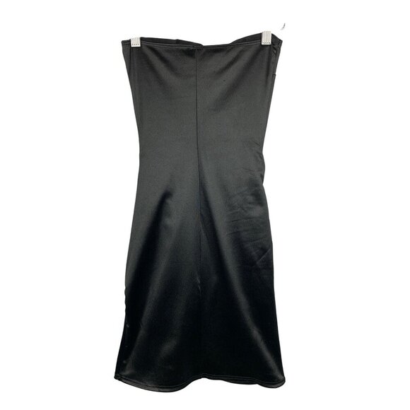Windsor Black Satin Ruched Strapless Dress XS - Picture 2 of 5